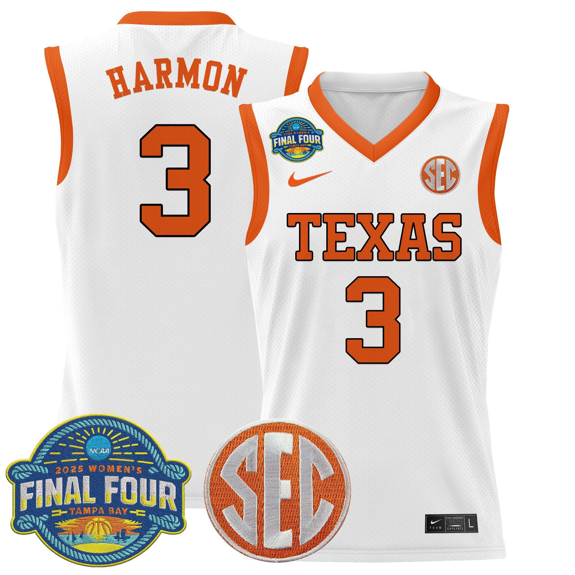 Men Texas Longhorns #3 Harmon White Nike 2025 Final Four Patch Lightweight Basketball NCAA Jersey